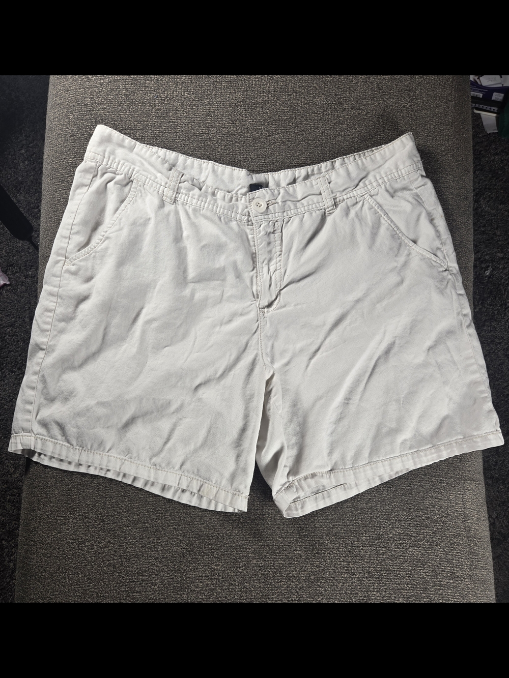 Faded Glory Light Cream Cotton Shorts with Button Waist